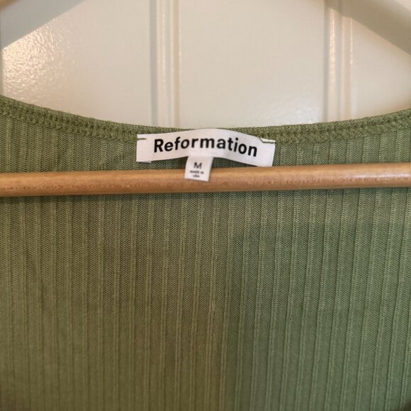 Reformation Green Ribbed Dress - Picture 2 of 3